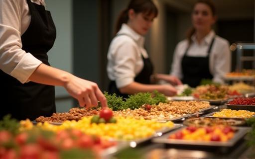 Professional buffet setup in a venue